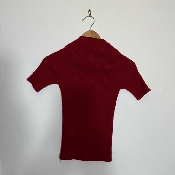 Sandro Red Patty Ribbed Sweater with Rose Embellishment - Small - Picture 6 of 11